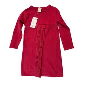 Gymboree Deep Red Sweater Long Sleeve Dress Ribbon New with Tag